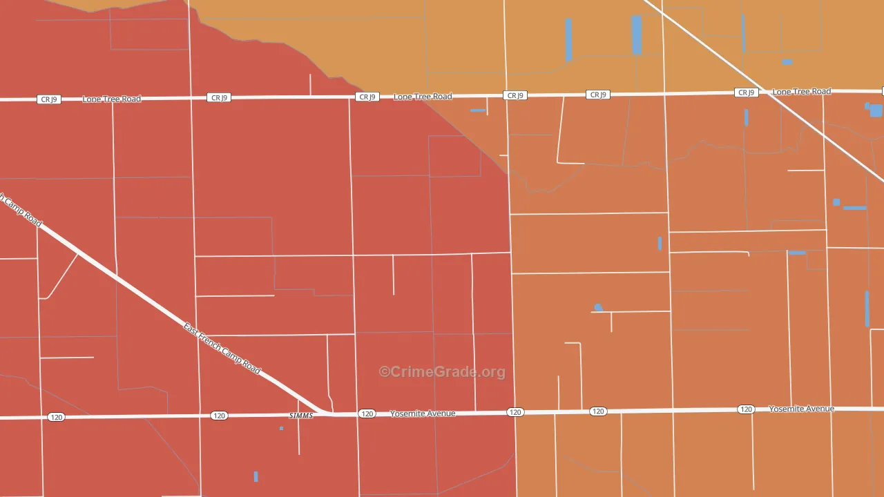 Simms, CA Map of Theft Rates
