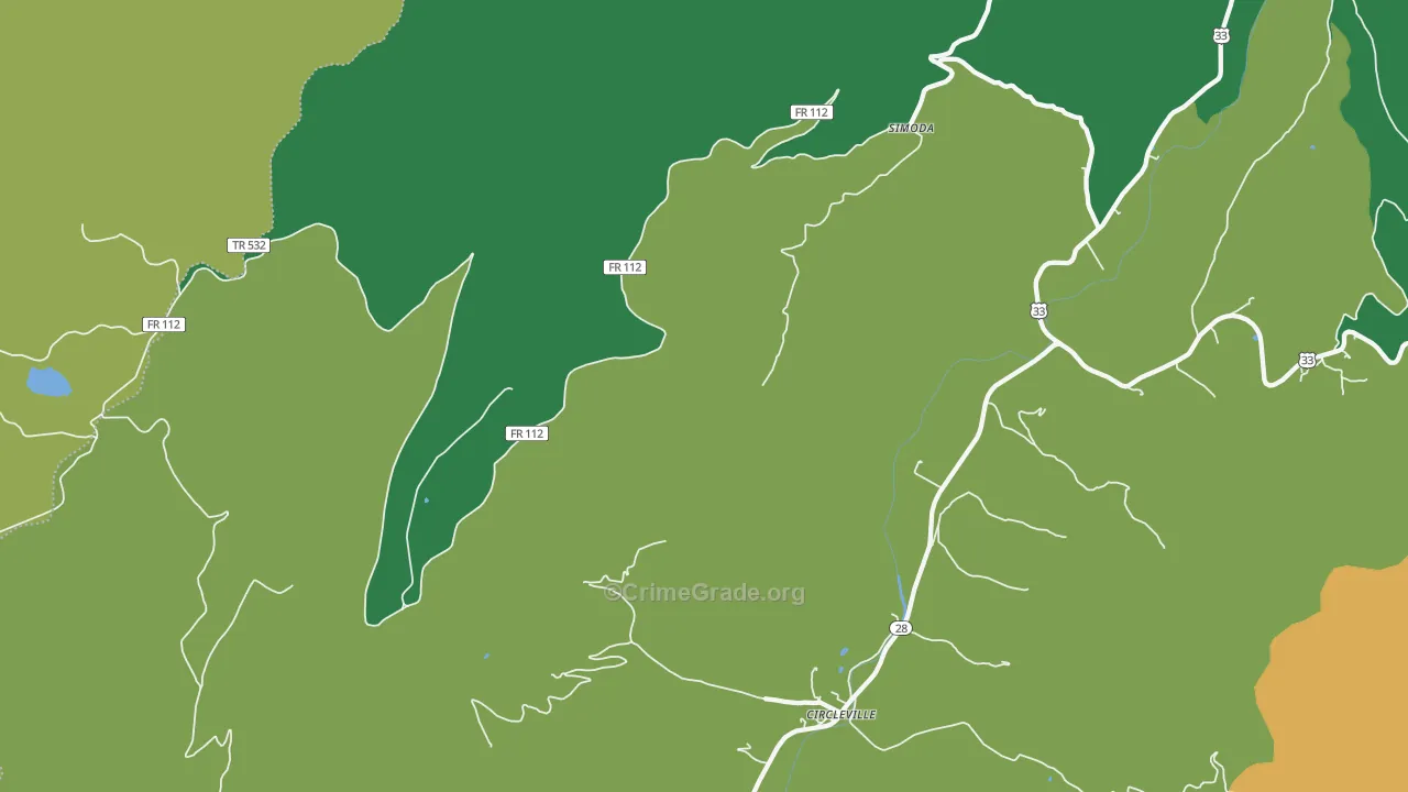 Simoda, WV Map of Theft Rates