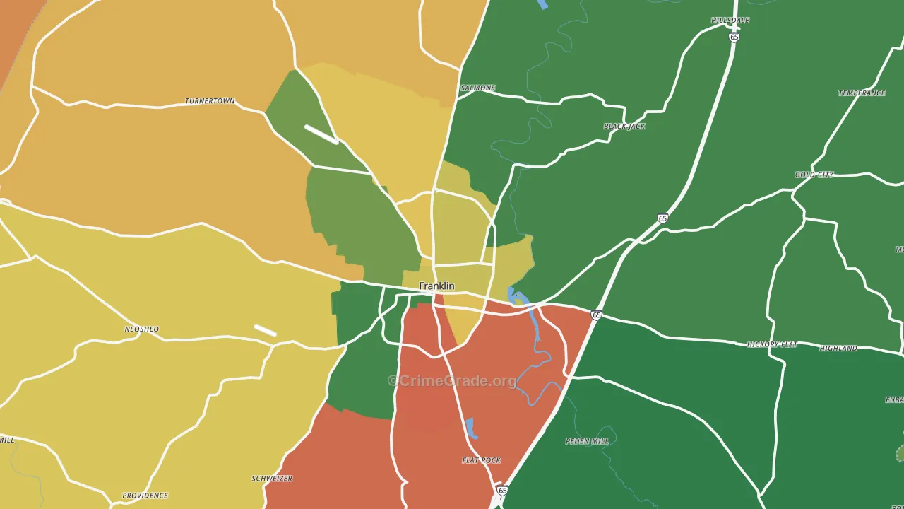 Simpson County, KY Map of Theft Rates