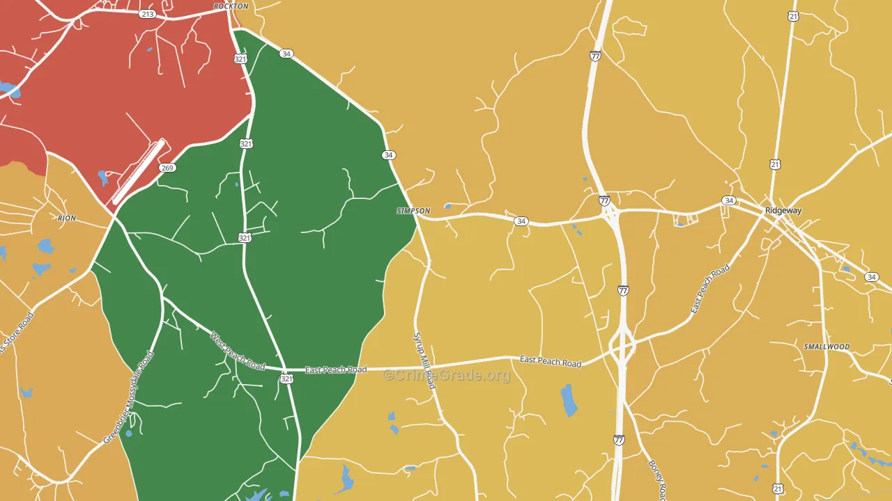 Simpson, SC Map of Theft Rates