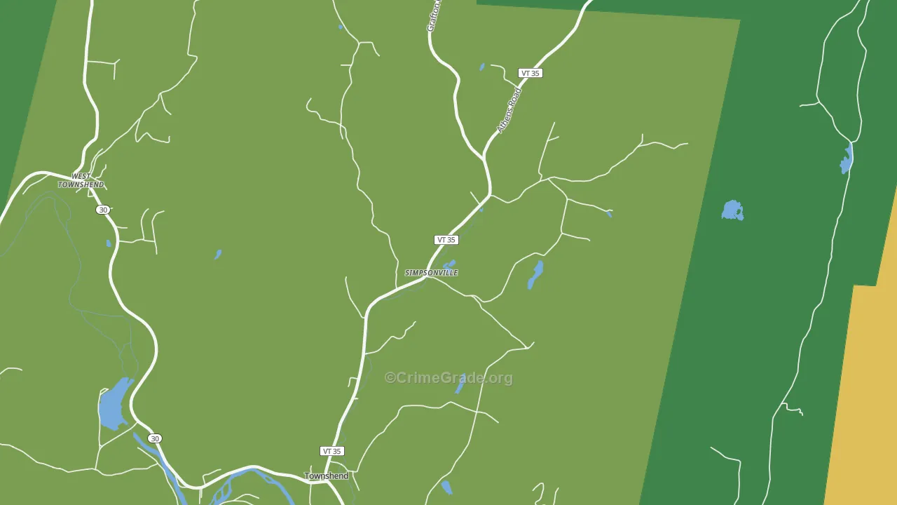 Simpsonville, VT Map of Theft Rates