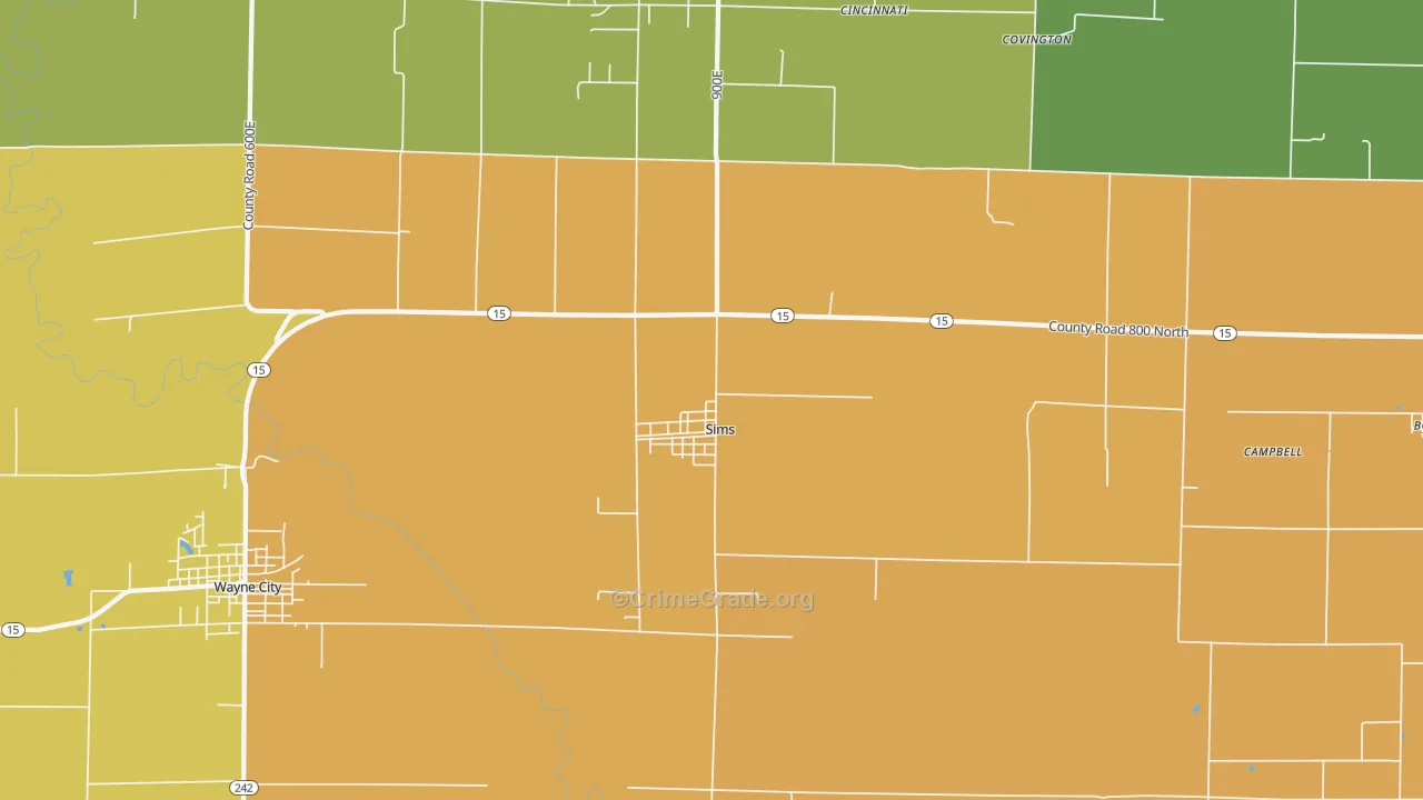 Sims, IL Map of Theft Rates