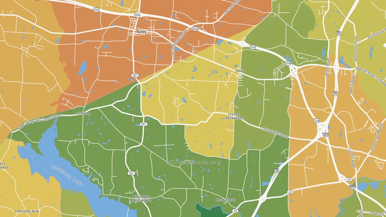 Sims, NC Map of Theft Rates