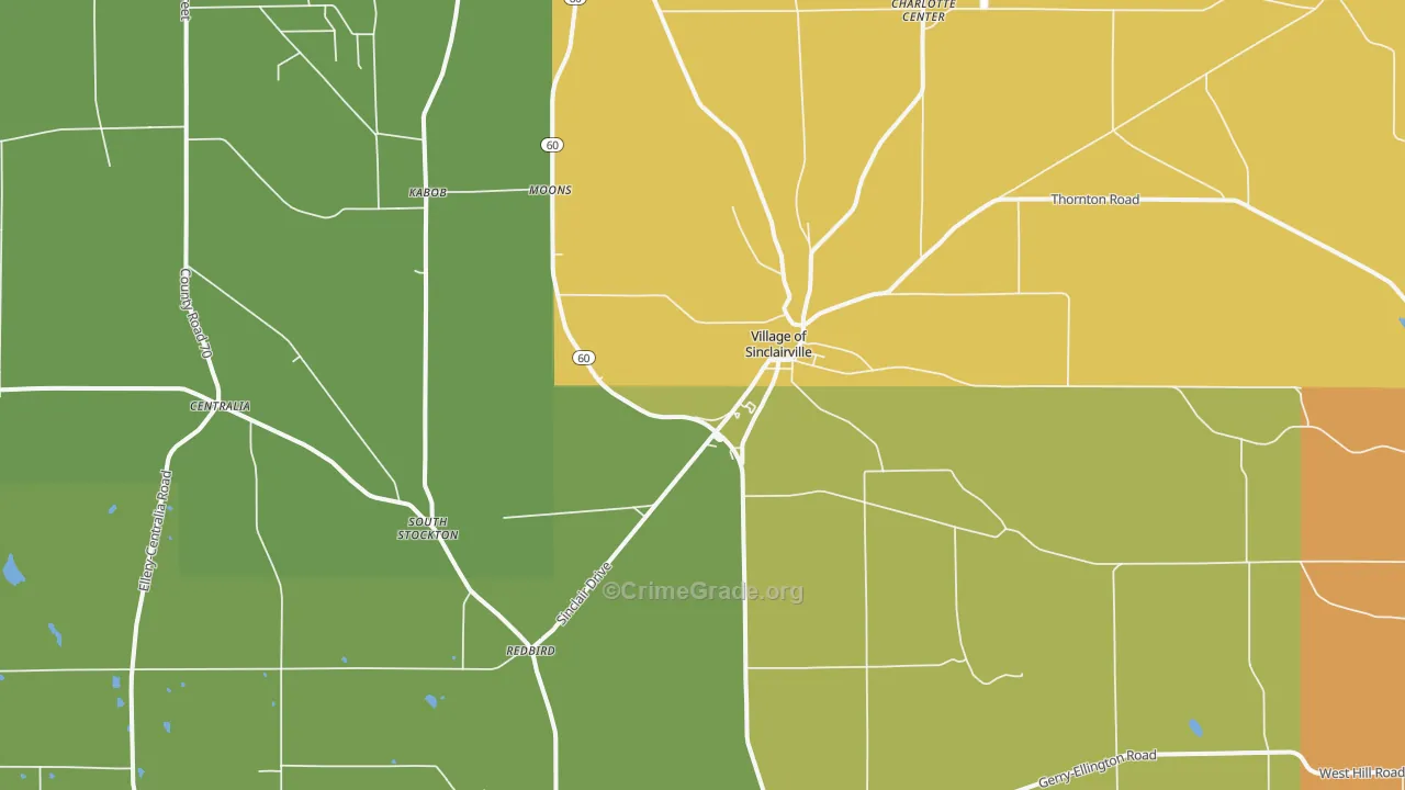Sinclairville, NY Map of Theft Rates