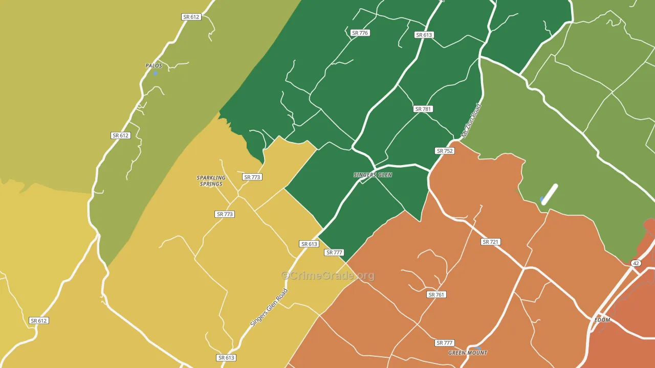 Singers Glen, VA Map of Theft Rates