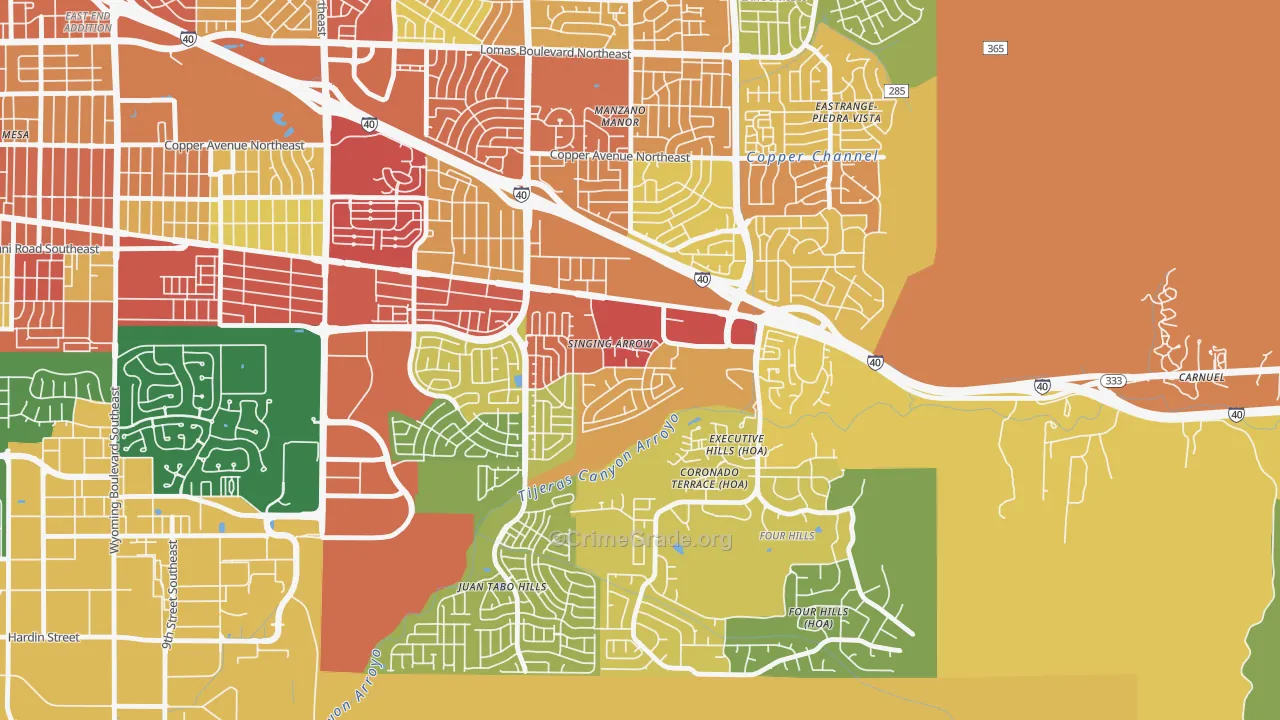 Singing Arrow, Albuquerque, NM Map of Theft Rates