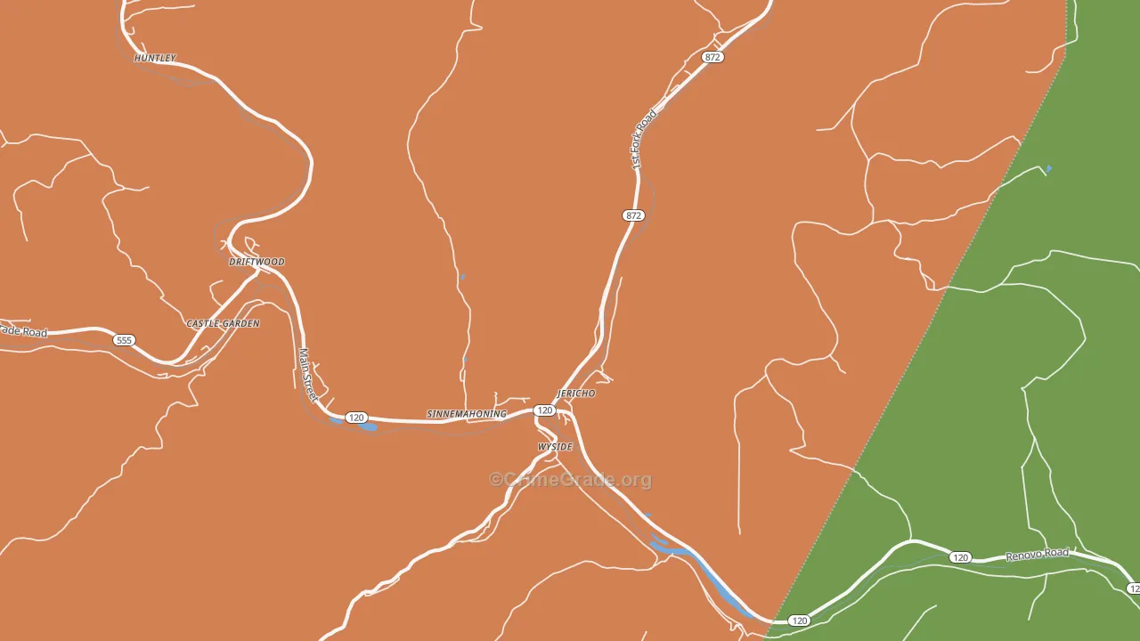 Sinnamahoning, PA Map of Theft Rates