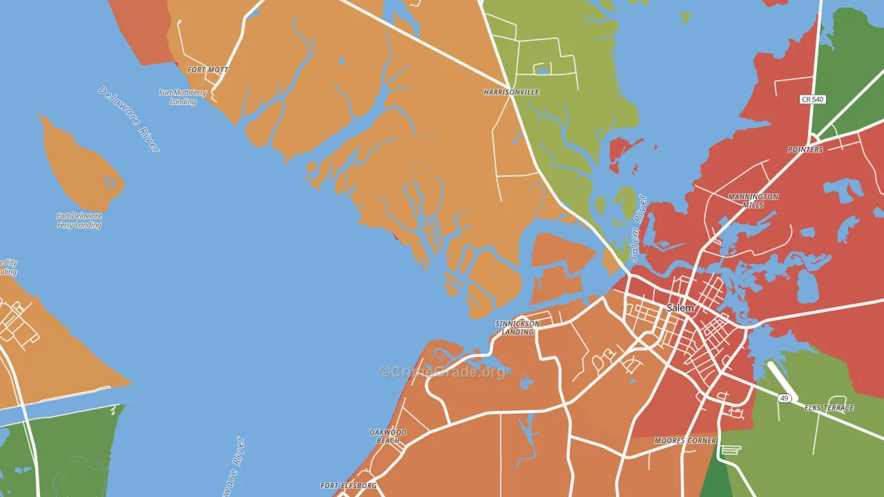 Sinnickson Landing, NJ Map of Theft Rates