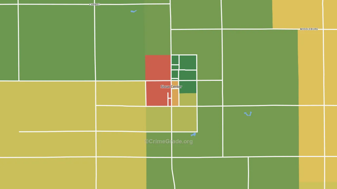 Sioux Center, IA Map of Theft Rates