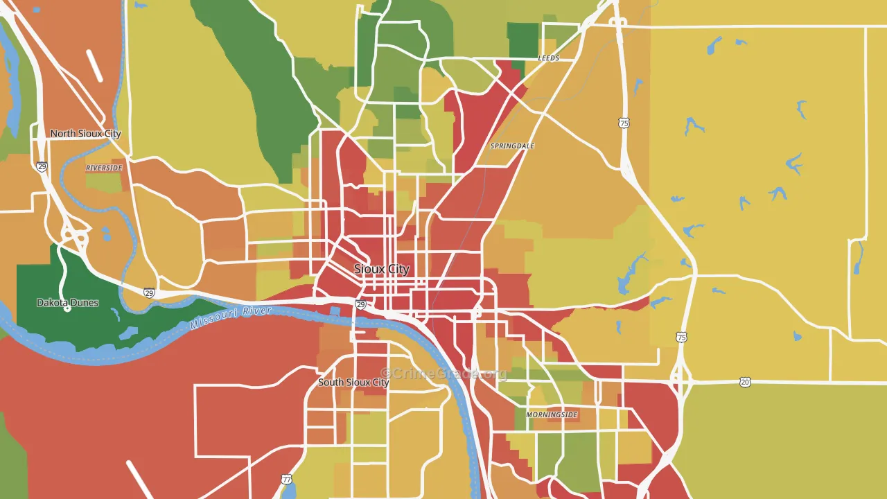 Sioux City, IA Map of Theft Rates