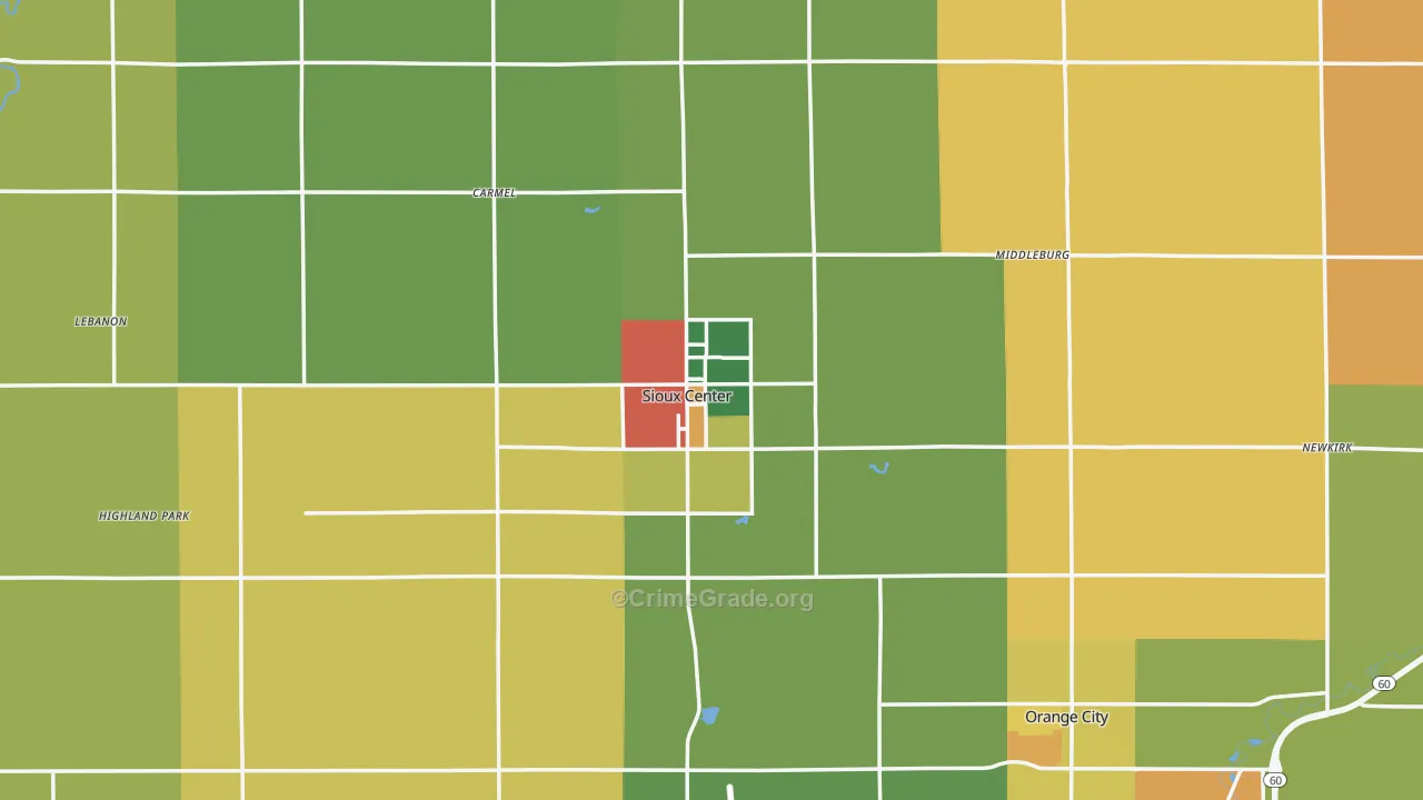 Sioux County, IA Map of Theft Rates