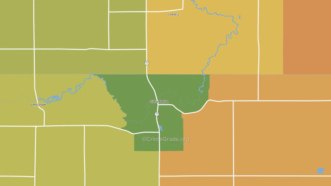 Sioux Rapids, IA Map of Theft Rates