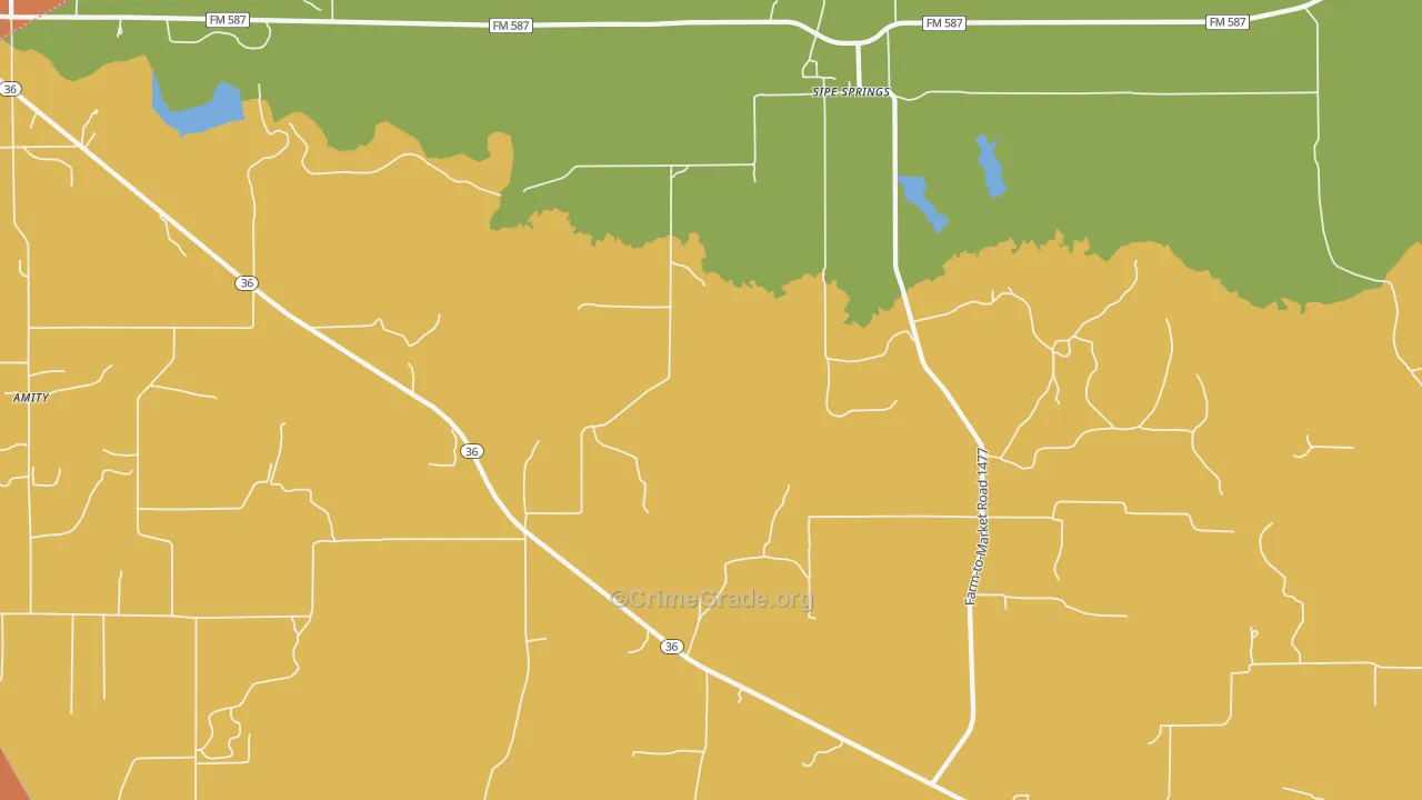 Sipe Springs, TX Map of Theft Rates