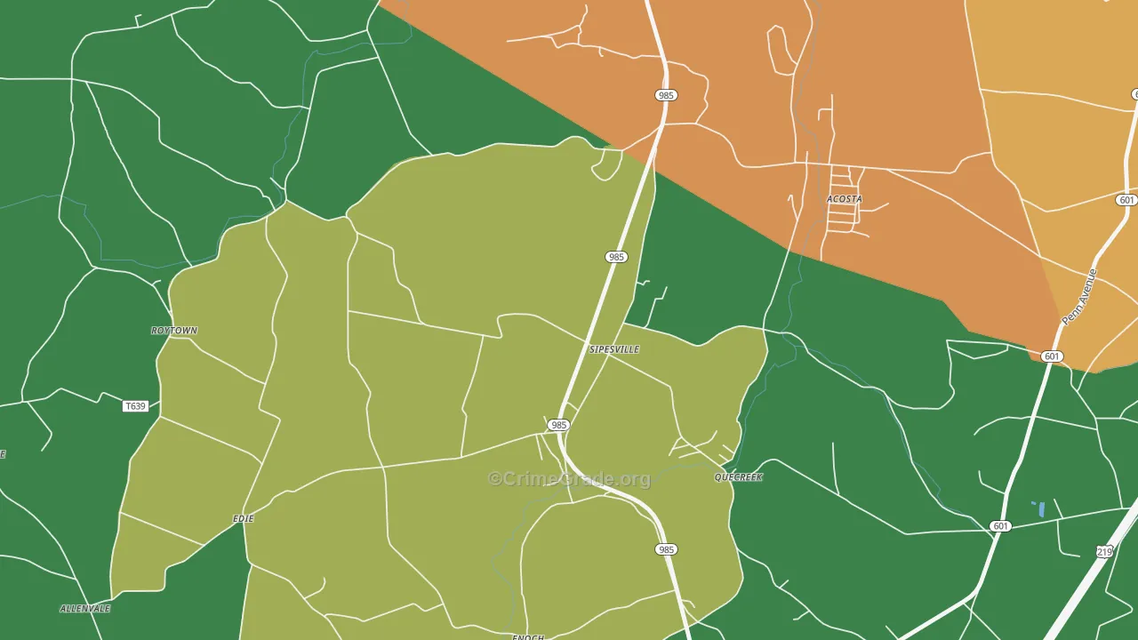 Sipesville, PA Map of Theft Rates
