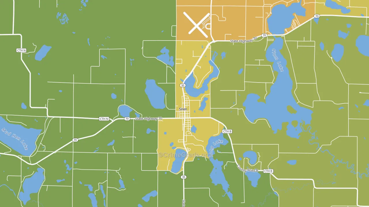 Siren, WI Map of Theft Rates