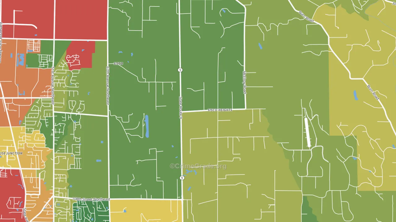 Sisco Heights, WA Map of Theft Rates