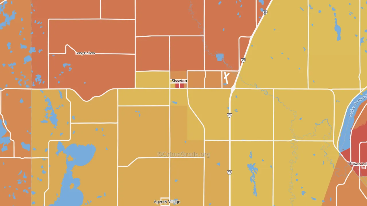 Sisseton, SD Map of Theft Rates