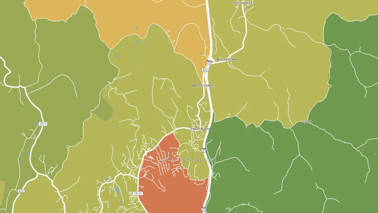 Sissonville, WV Map of Theft Rates