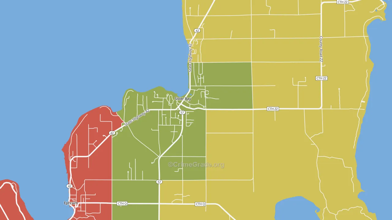Sister Bay, WI Map of Theft Rates