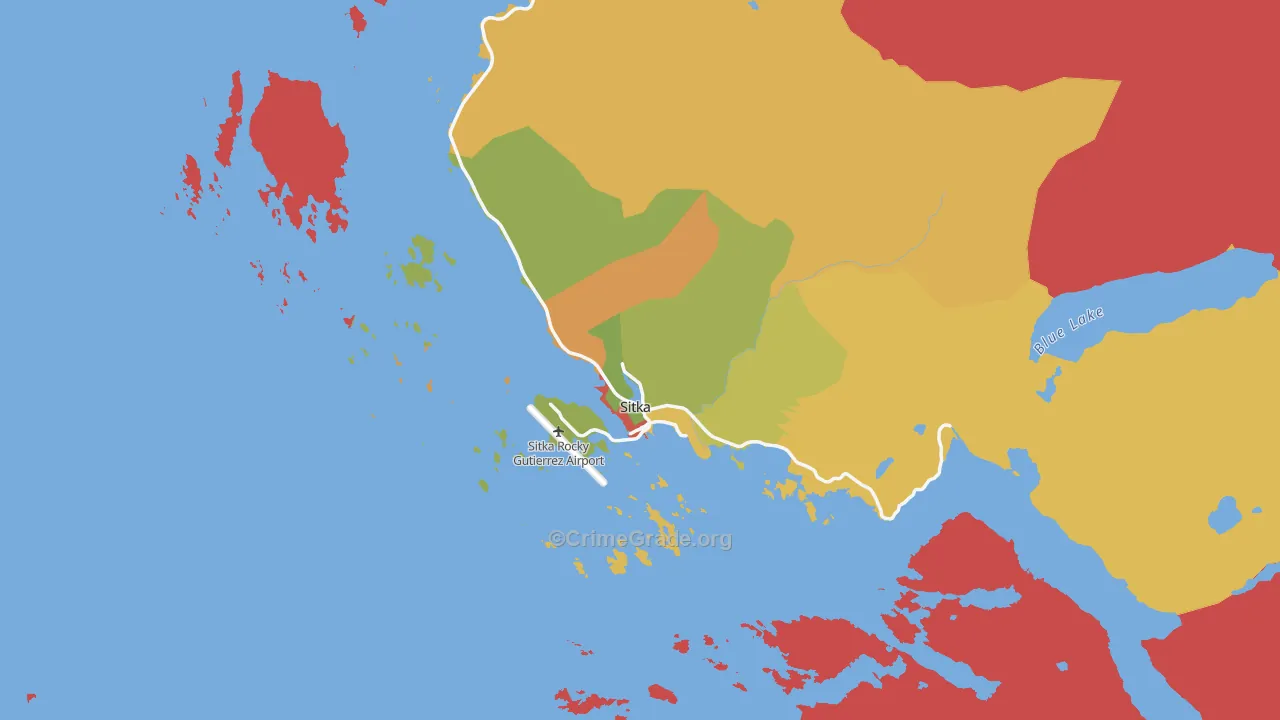 Sitka City and Borough, AK Map of Theft Rates