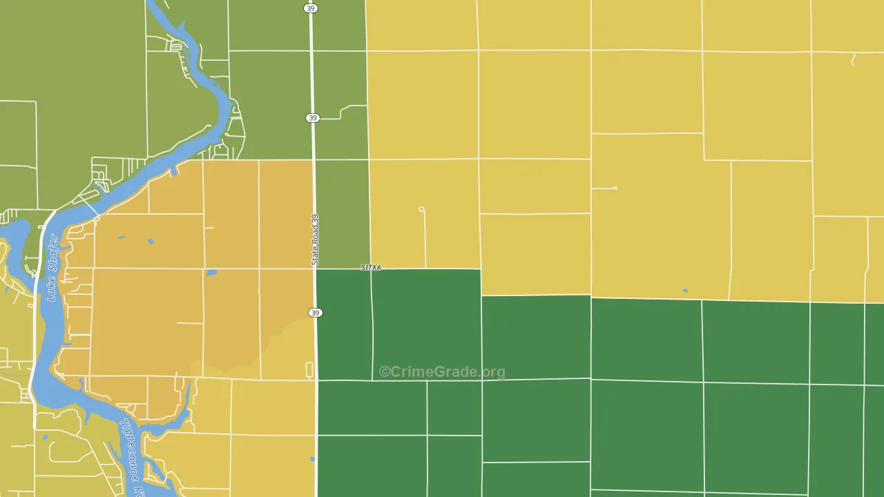 Sitka, IN Map of Theft Rates