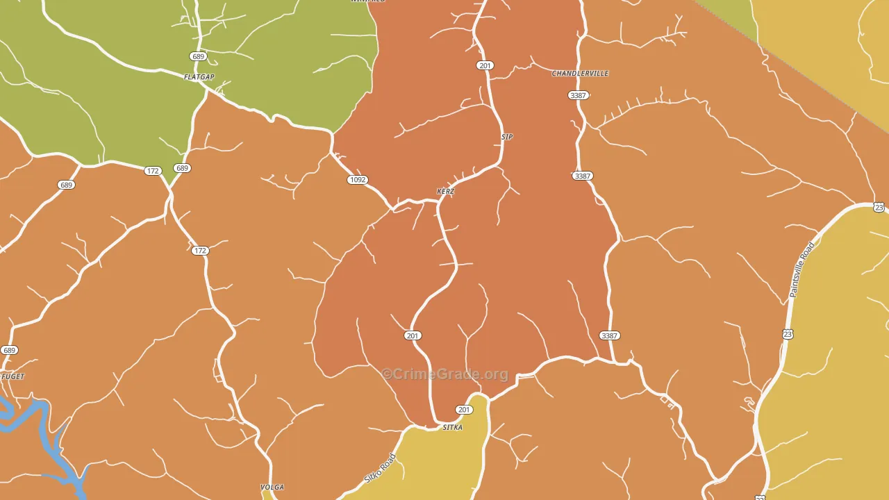 Sitka, KY Map of Theft Rates