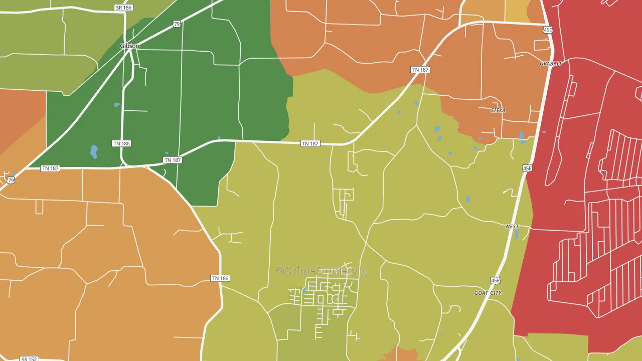Sitka, TN Map of Theft Rates