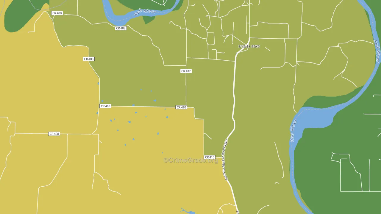 Sivells Bend, TX Map of Theft Rates