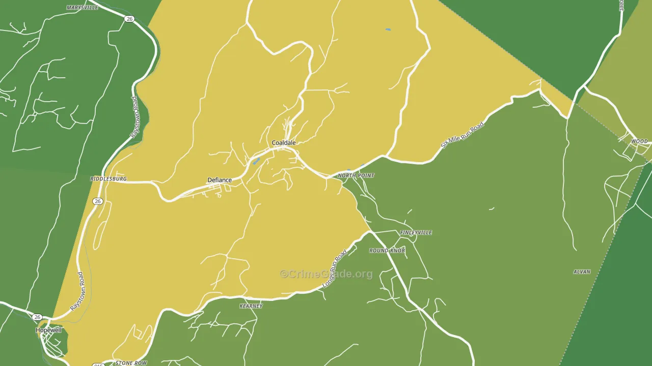 Six Mile Run, PA Map of Theft Rates