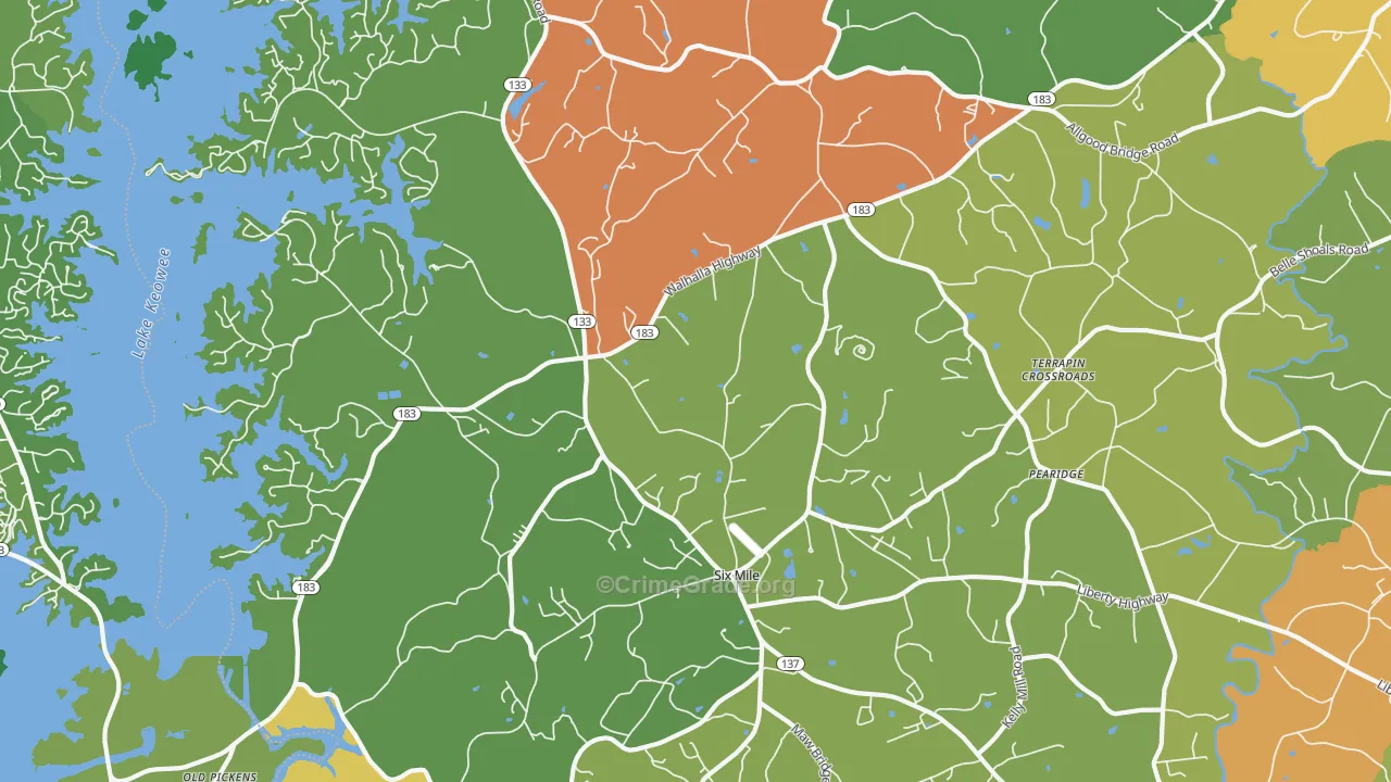 Six Mile, SC Map of Theft Rates