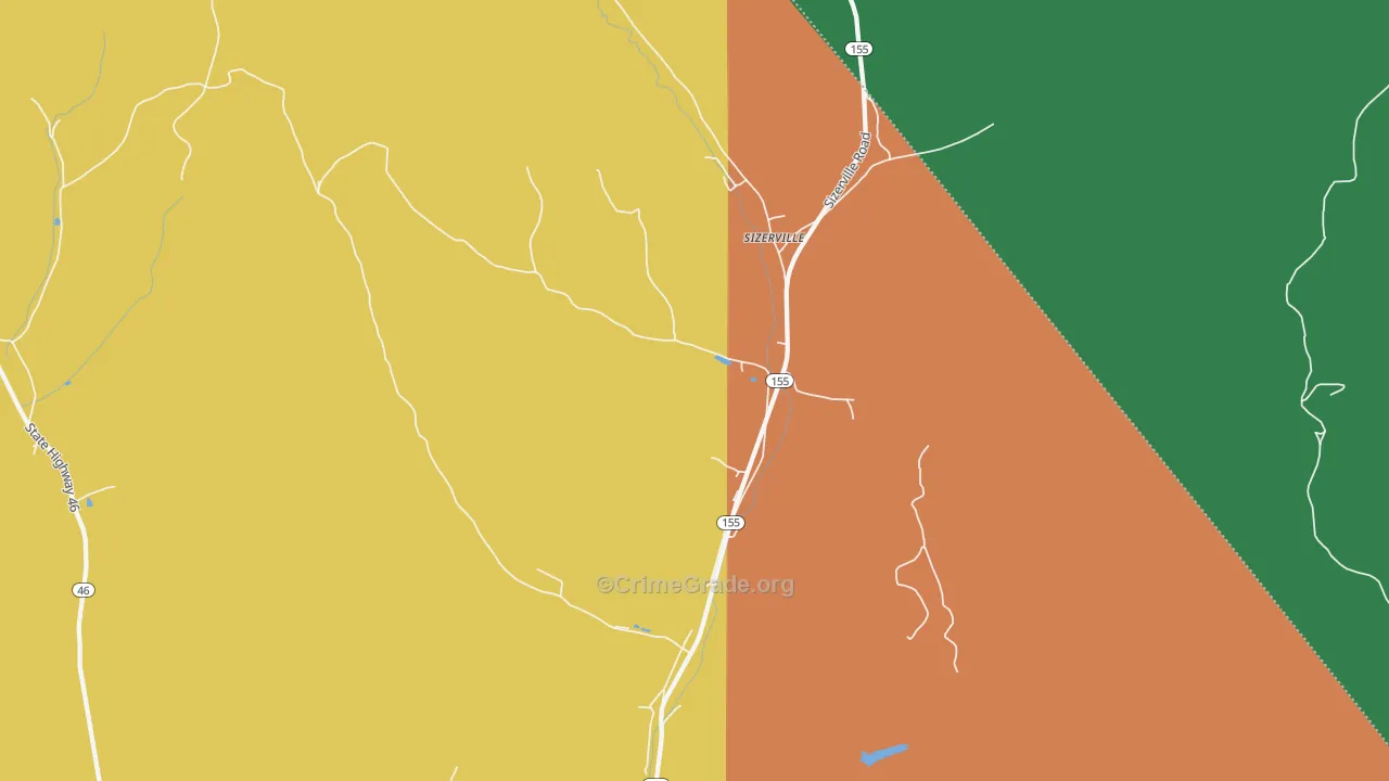 Sizerville, PA Map of Theft Rates