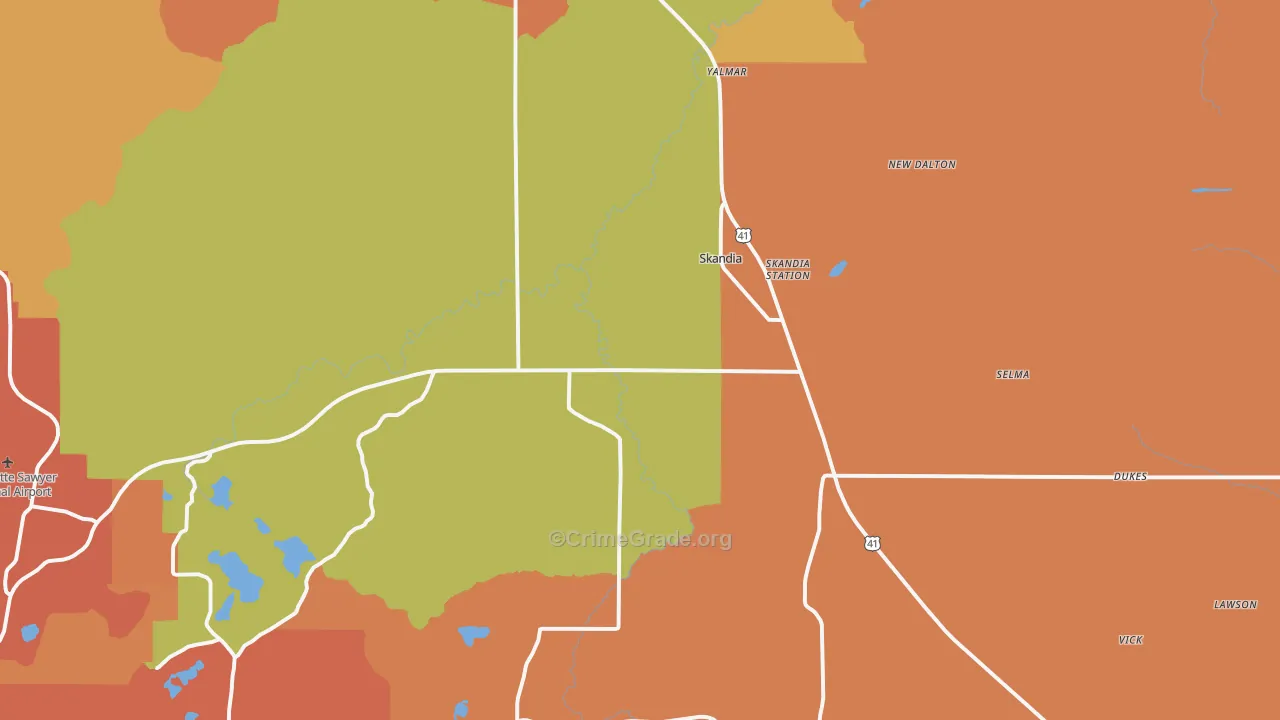 Skandia, MI Map of Theft Rates