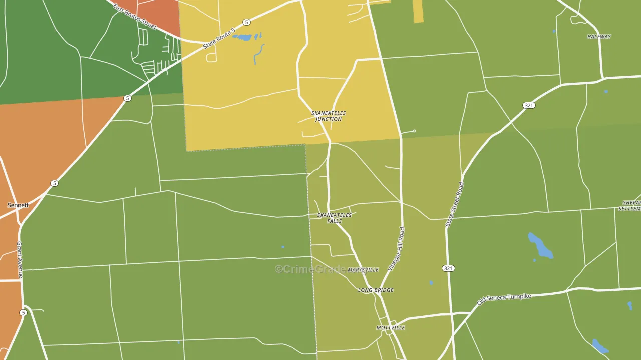 Skaneateles Falls, NY Map of Theft Rates