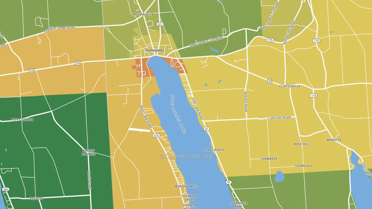 Skaneateles, NY Map of Theft Rates