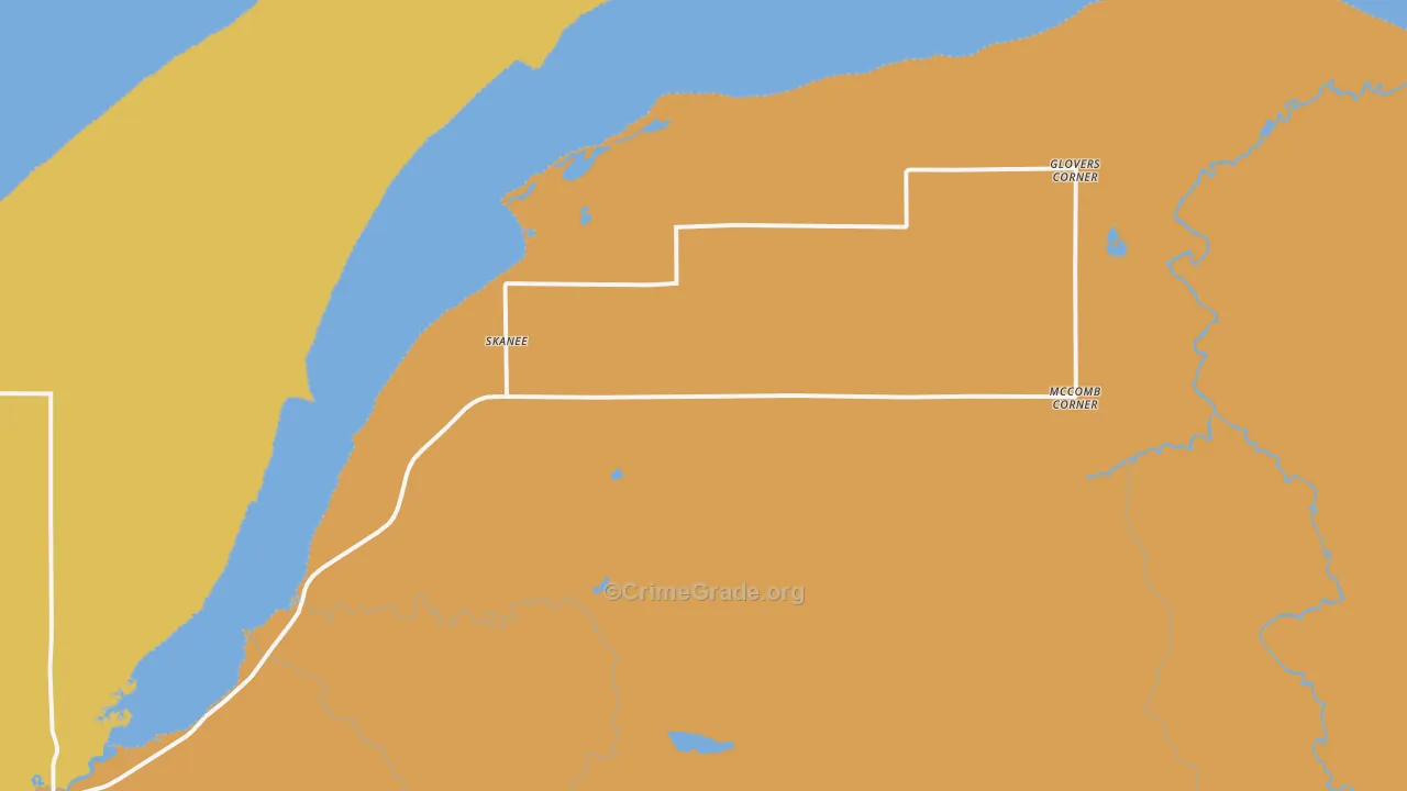 Skanee, MI Map of Theft Rates