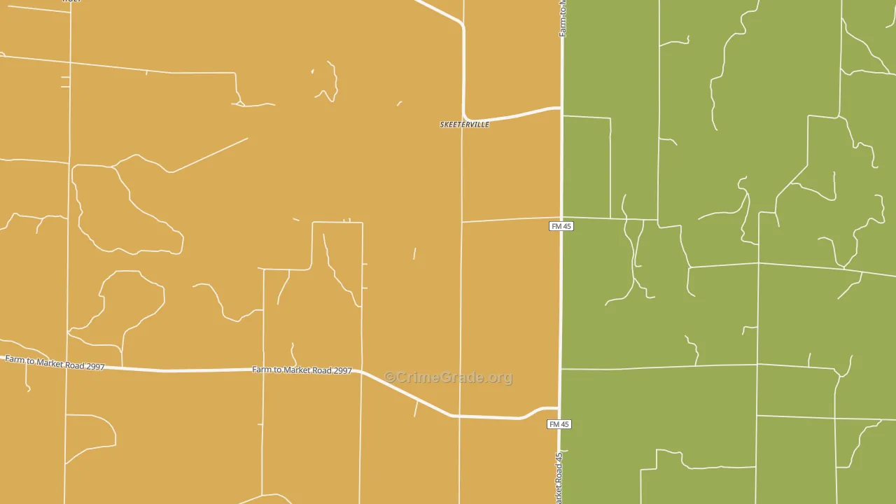Skeeterville, TX Map of Theft Rates