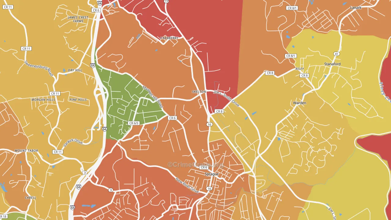 Skelton, WV Map of Theft Rates