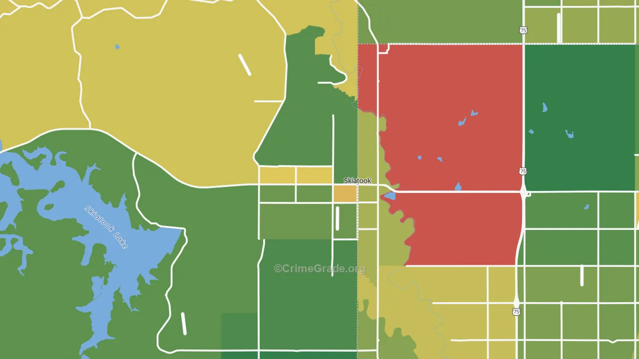 Skiatook, OK Map of Theft Rates