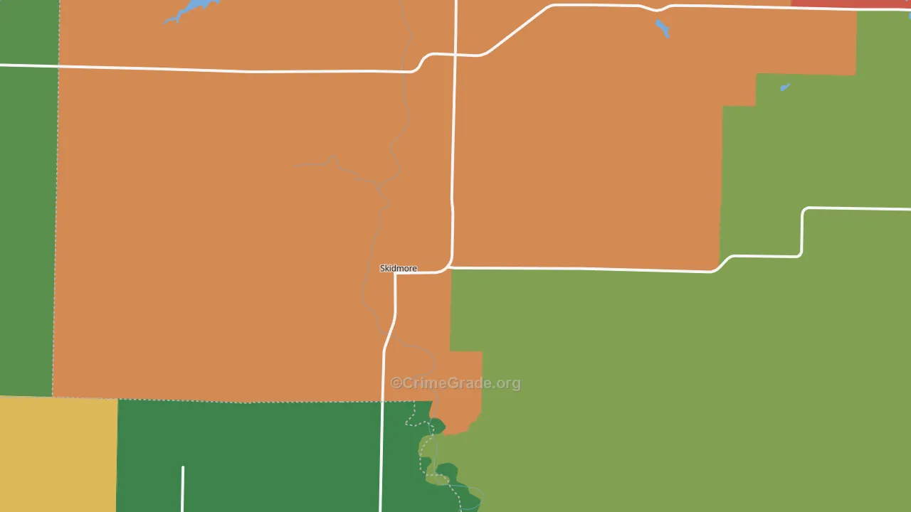 Skidmore, MO Map of Theft Rates