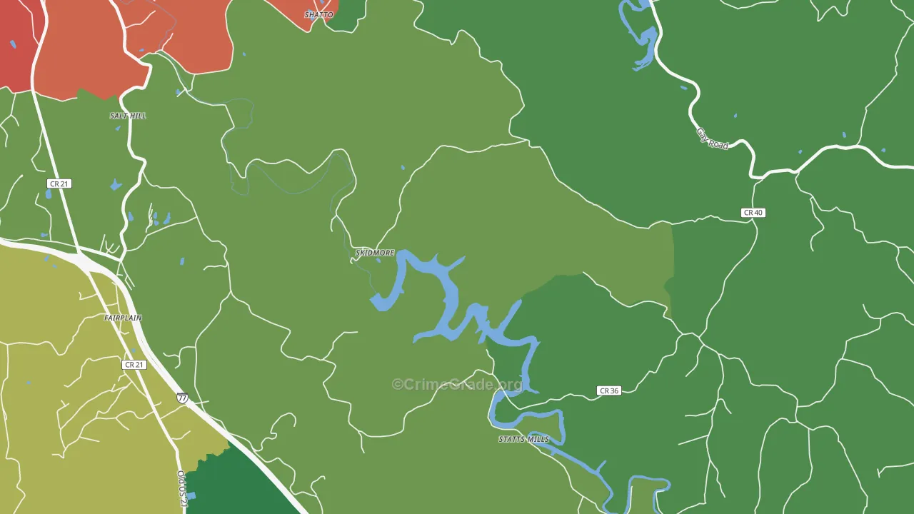 Skidmore, WV Map of Theft Rates