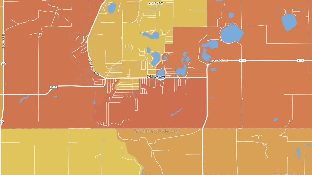 Skidway Lake, MI Map of Theft Rates
