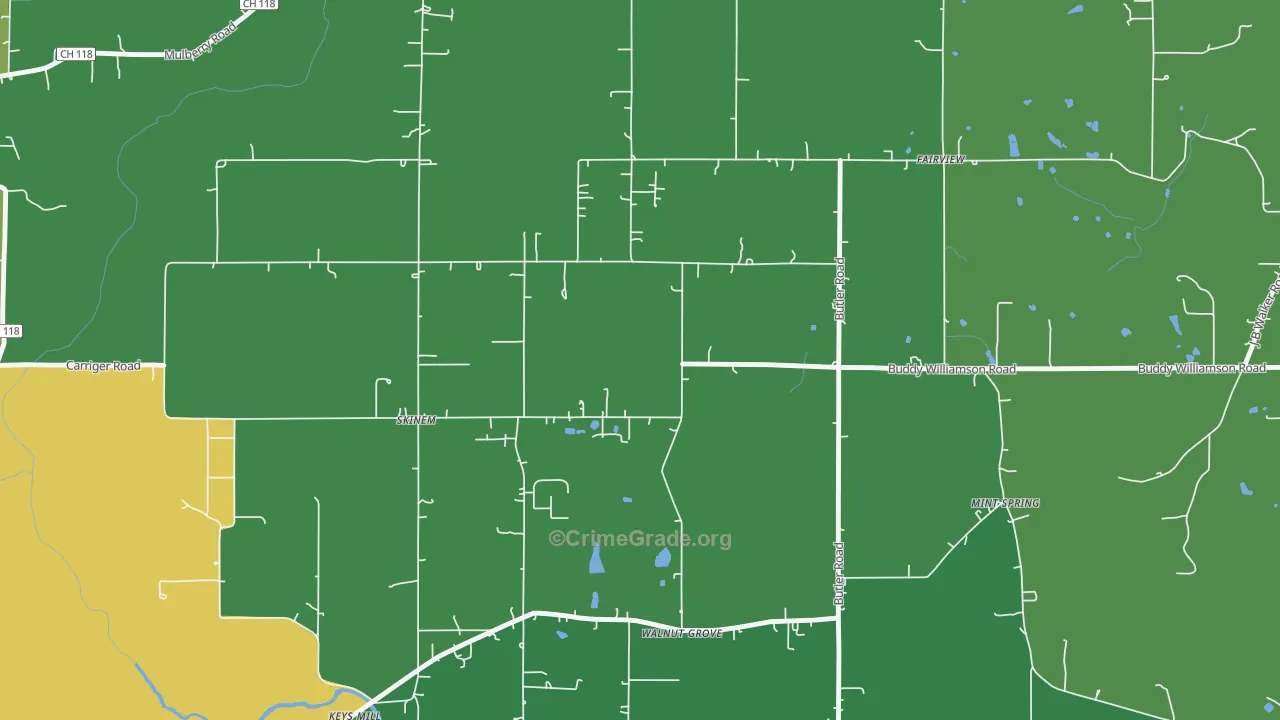 Skinem, AL Map of Theft Rates