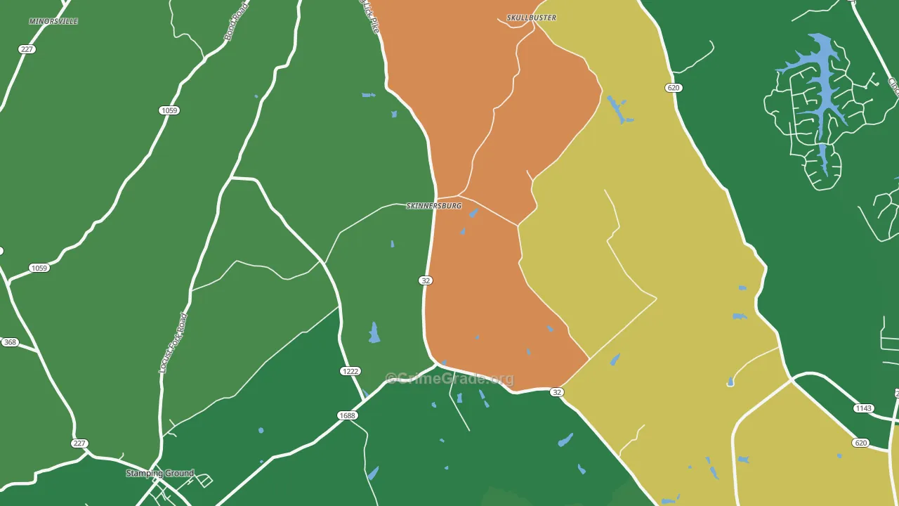Skinnersburg, KY Map of Theft Rates