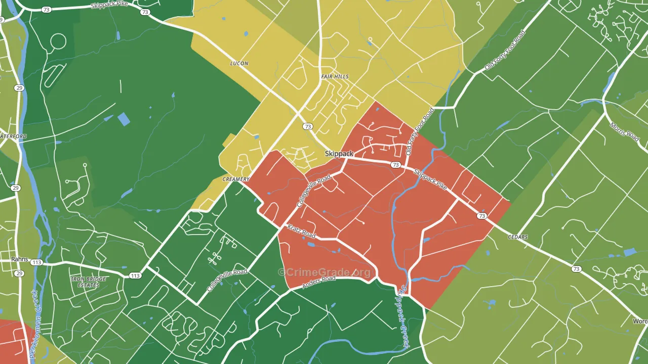 Skippack, PA Map of Theft Rates