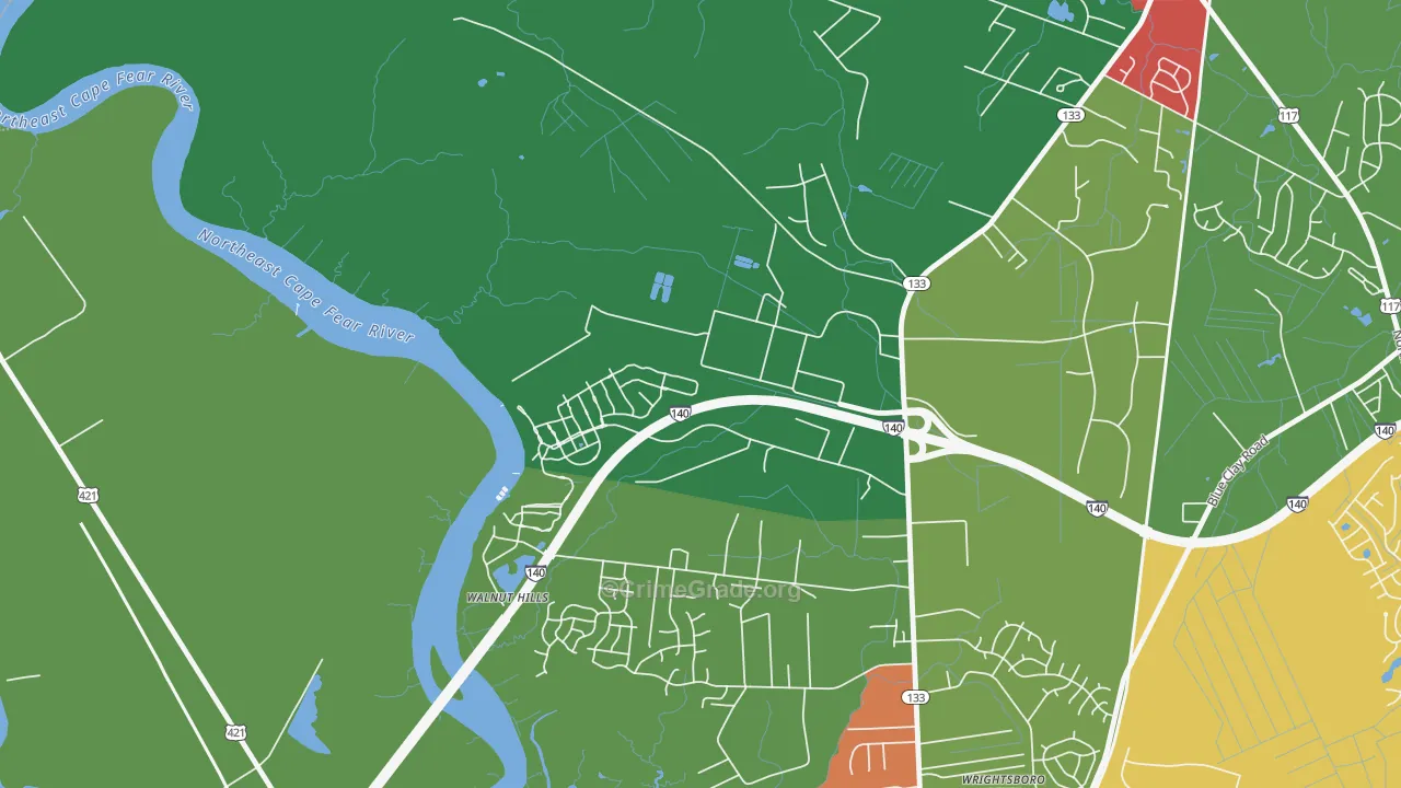 Skippers Corner, NC Map of Theft Rates