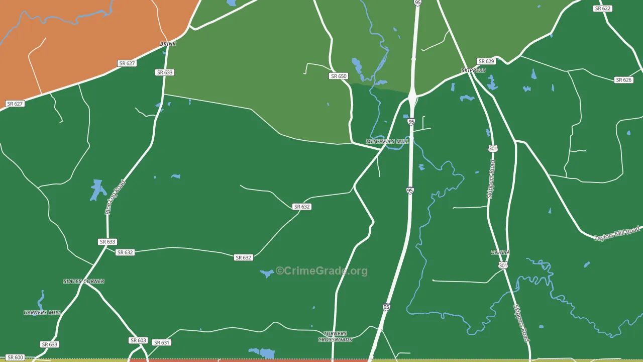 Skippers, VA Map of Theft Rates