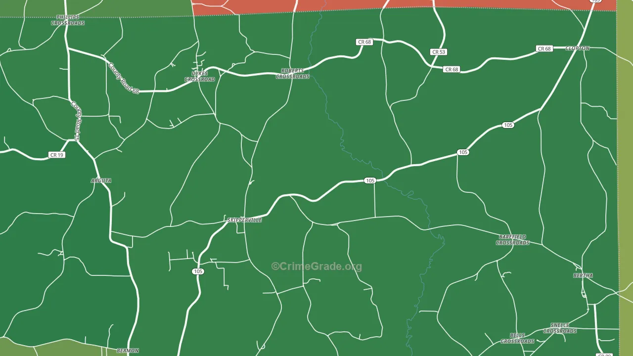 Skipperville, AL Map of Theft Rates