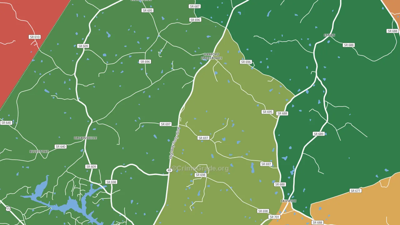 Skipwith, VA Map of Theft Rates