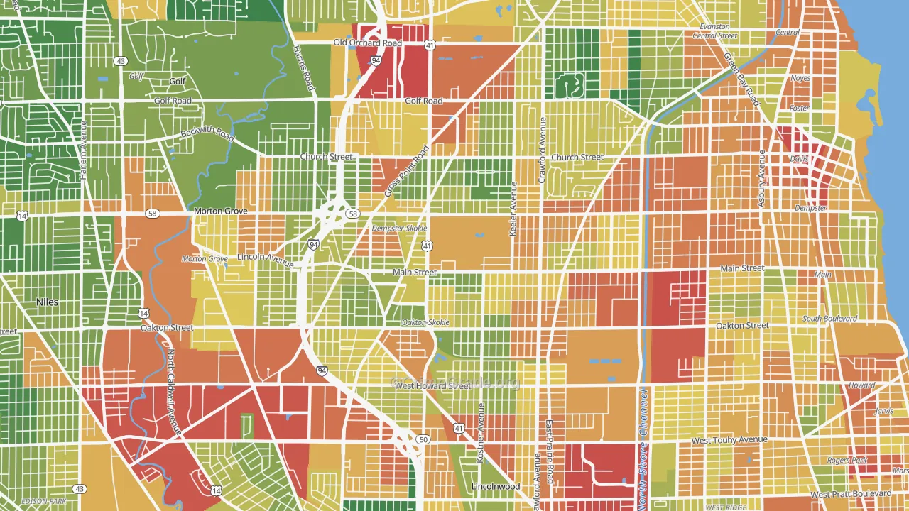 Skokie, IL Map of Theft Rates
