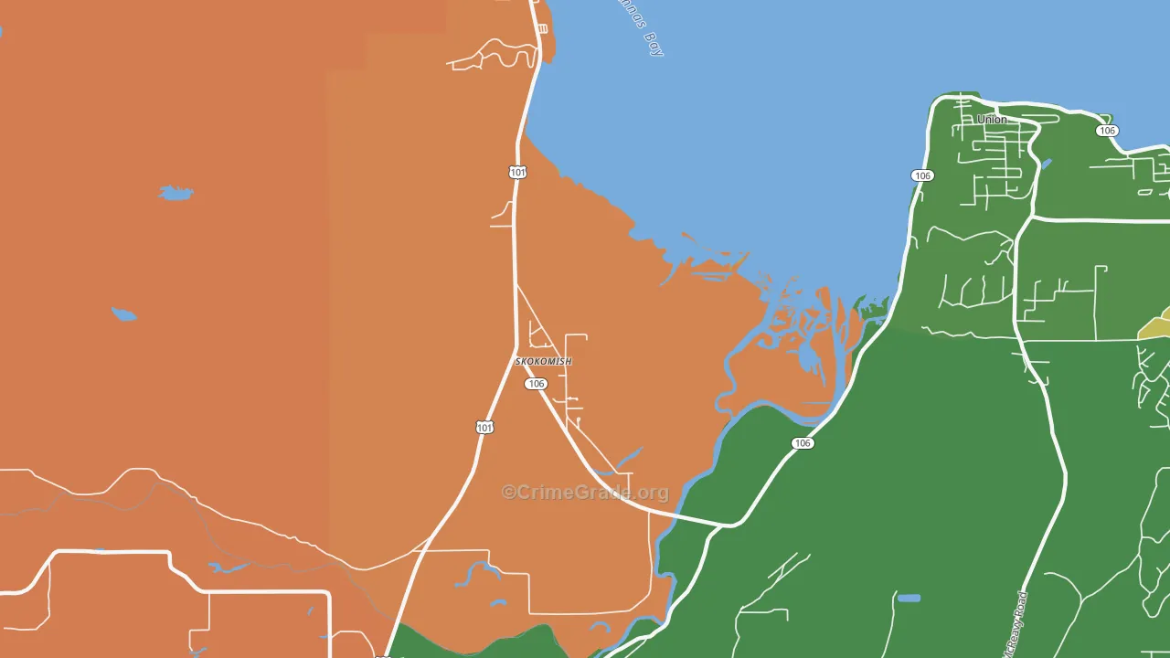 Skokomish, WA Map of Theft Rates